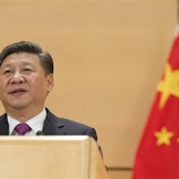Xi Jinping speaking to the UN at Geneva.