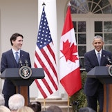 Canadas nyvalgte statsminister Justin Trudeau og USAs president Barack Obama under et bilateralt møte i mars i år i Washington DC, hvor blant annet Arktis, klima og energi var på agendaen.