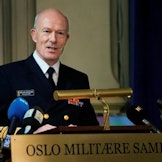 Forsvarssjef Admiral Haakon Bruun-Hanssen holder sin årlige tale i Oslo Militære Samfund